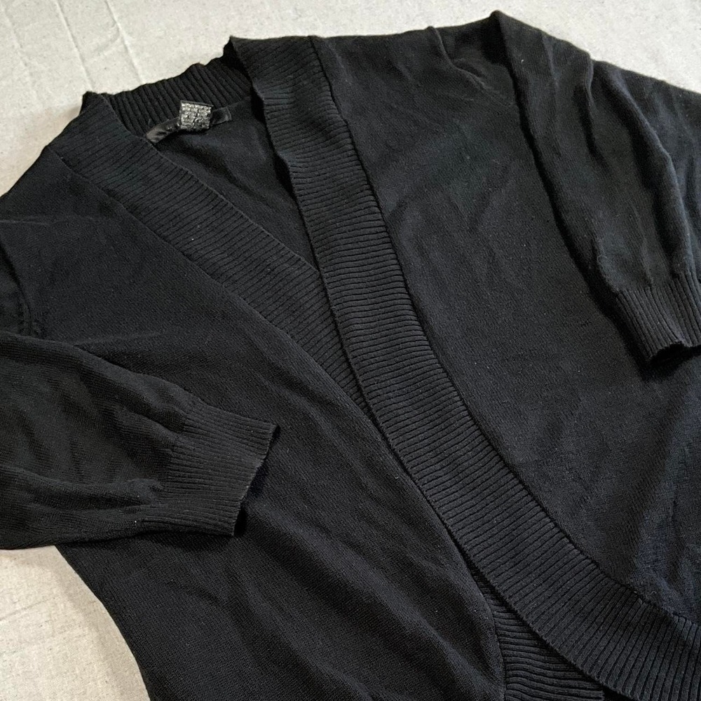 Womens 89th & Madison Winter Fall Black Open Ribbed Cardigan (XLarge)